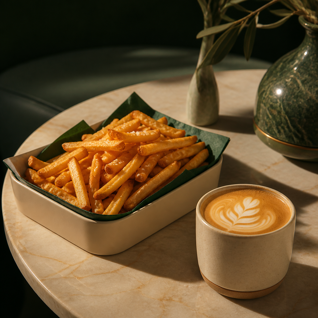 Falaaj fries and coffee